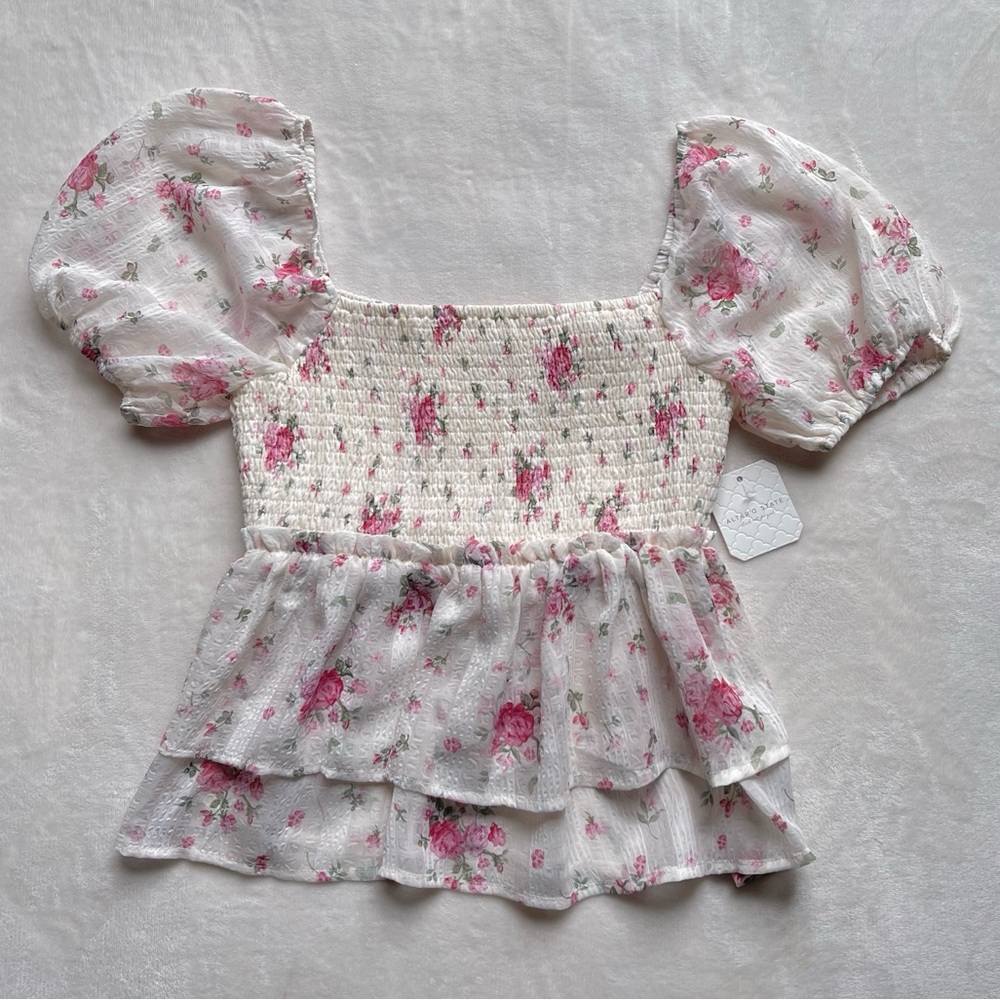 Altar’d State Floral Puff Sleeve Babydoll Top